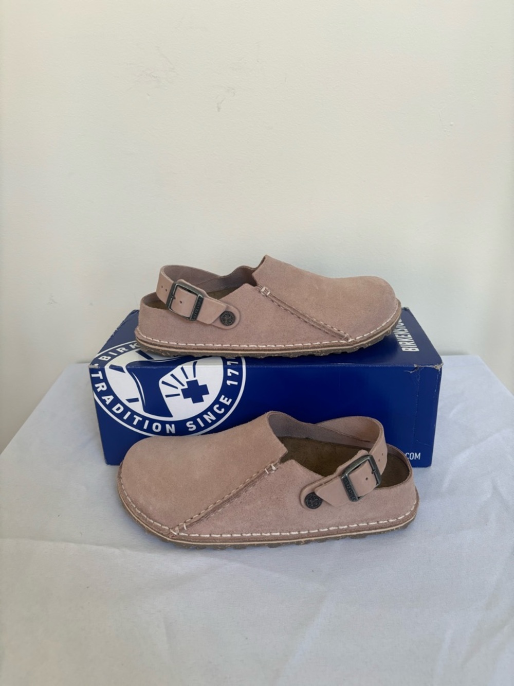 Birkenstock Lutry Premium Suede Light Rose Clogs Size 5 Womens Eu36 narrow NWB